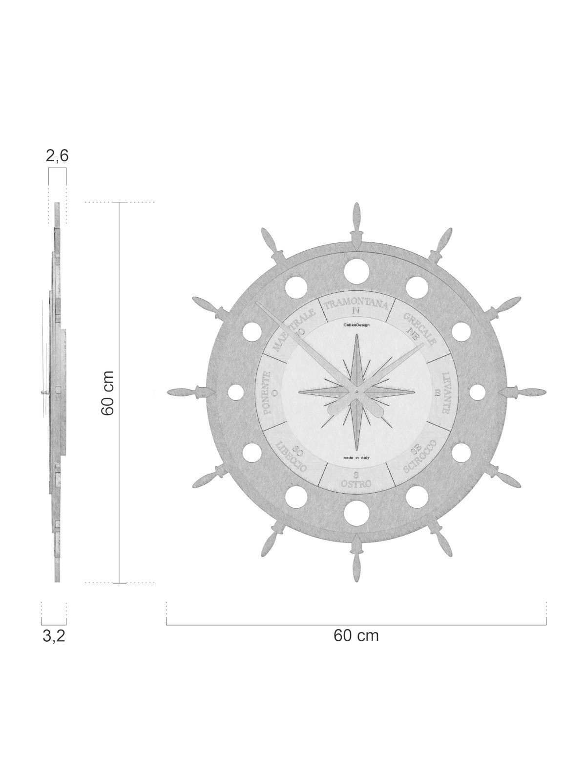 Orologio da parete particolare grande Rosa dei Venti