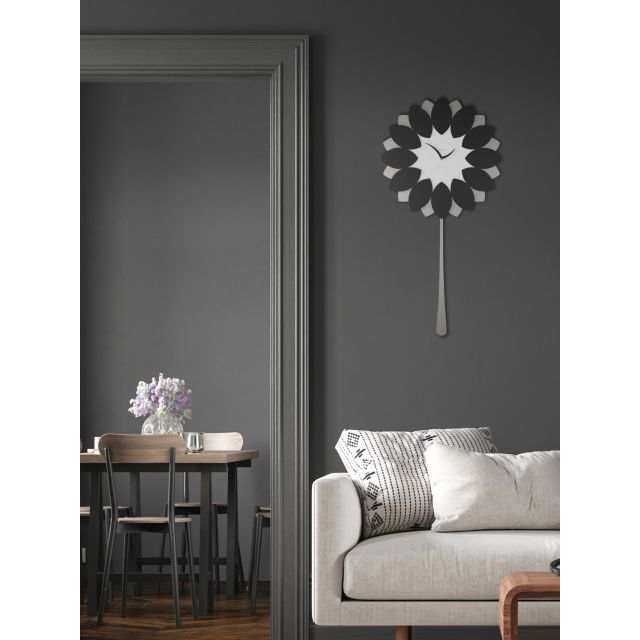 Callea design karl orologio da parete moderno legno nero grigio - 10-124-5