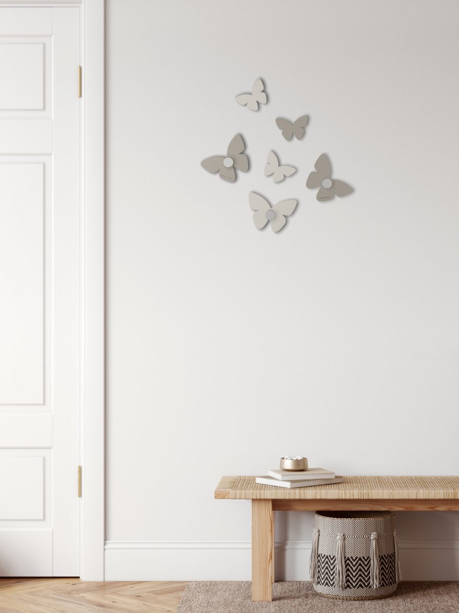 Appendichiavi da parete moderno farfalle tortora - 456B
