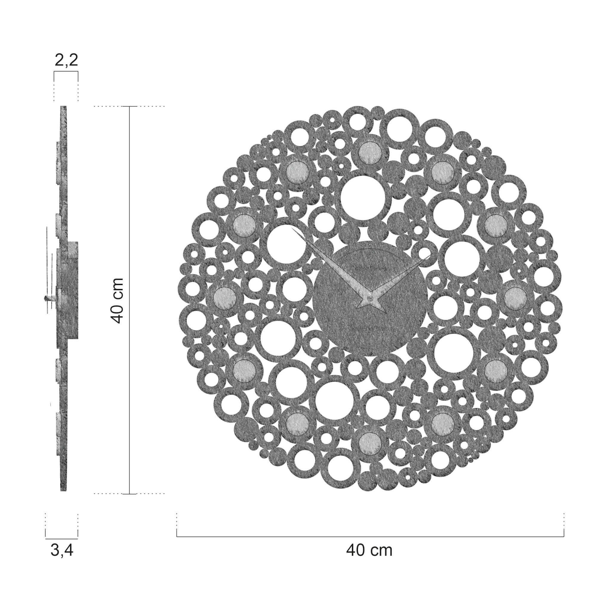 Dimensioni orologio da parete Bollicine